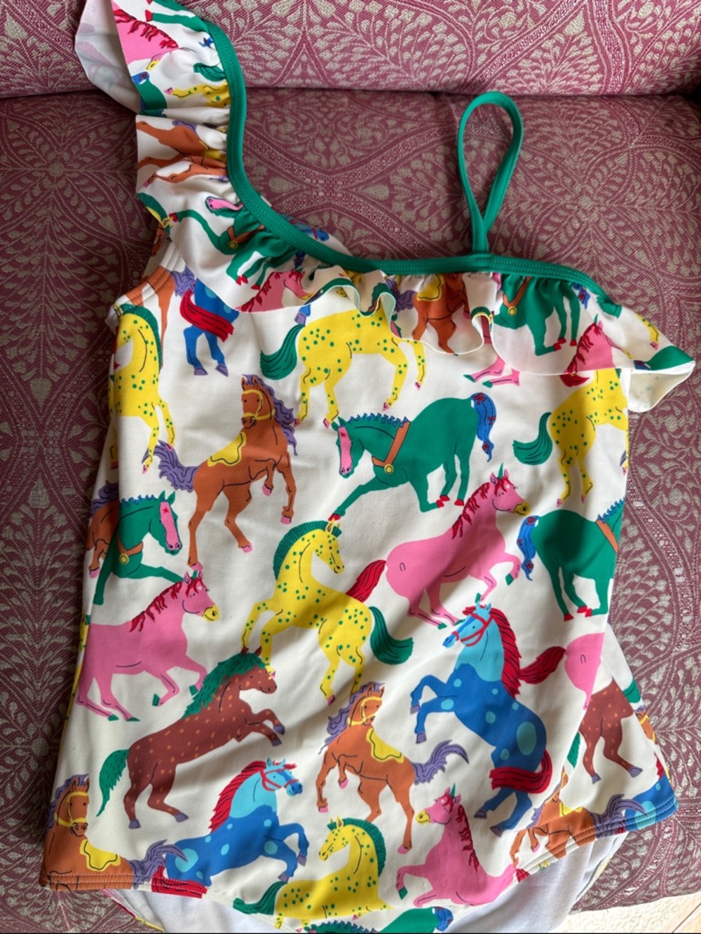 Mini Boden Swimsuit Horse-Print One-Piece Swimsuit size 12
